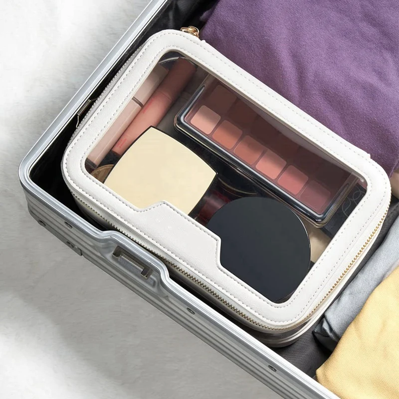 Custodia per trucco trasparente borsa da toilette borsa da viaggio multiuso per trucco da viaggio custodia per cosmetici portatile borsa trasparente