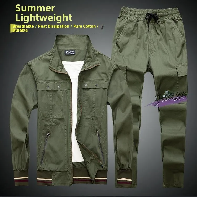 

Lightweight Summer Cotton Workwear Set for Men Long Sve Welding Protective Clothing Anti-Scalding Camouflage orm
