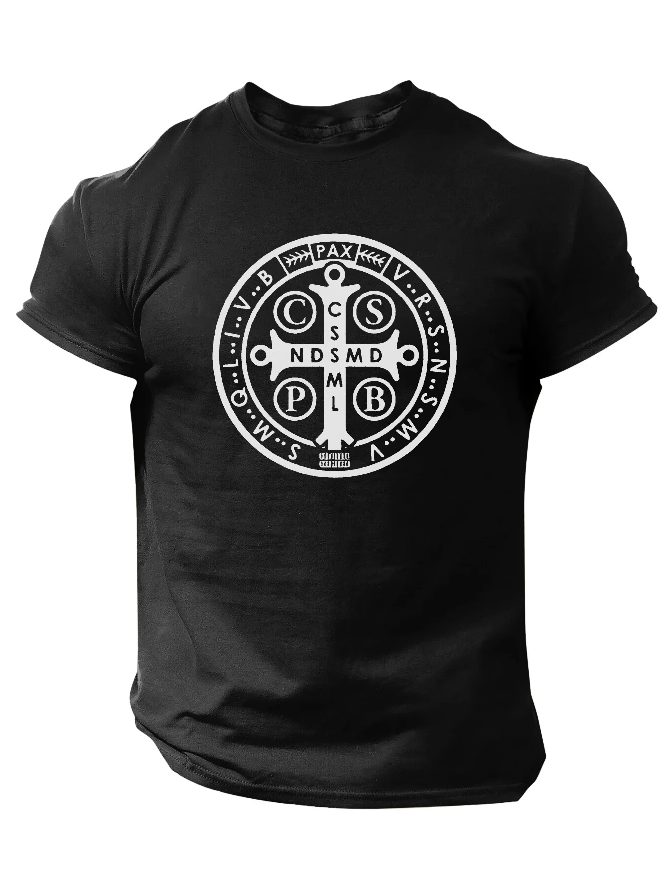 

Order of St. Benedict Cross & Medal Design T-Shirt 100% Cotton O-Neck Short Sleeve Summer Casual Mens T-shirt Streetwear