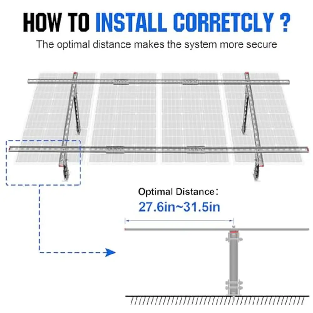 Imagem -02 - Painel Solar Ajustável Suporte Kit Sistema Construção em Aço Galvanizado Ideal para Ground Open Spaces e Cabines 14 Painéis