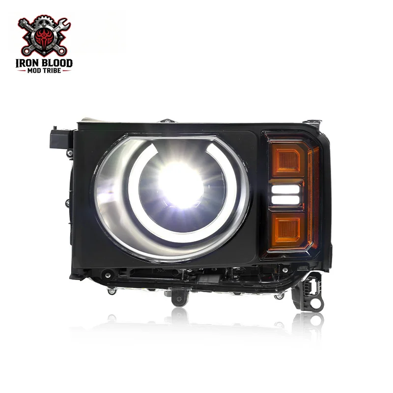 Suitable for 2024 Toyota Prado LC250 headlight assembly, modified round version with LED daytime running light lens