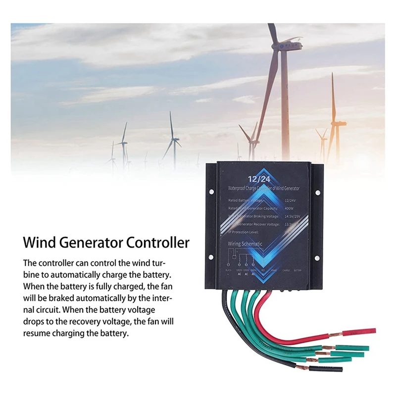 400W 12V 24V Wind Turbine Charge Controller Wind Generator Controller IP67 Waterproof