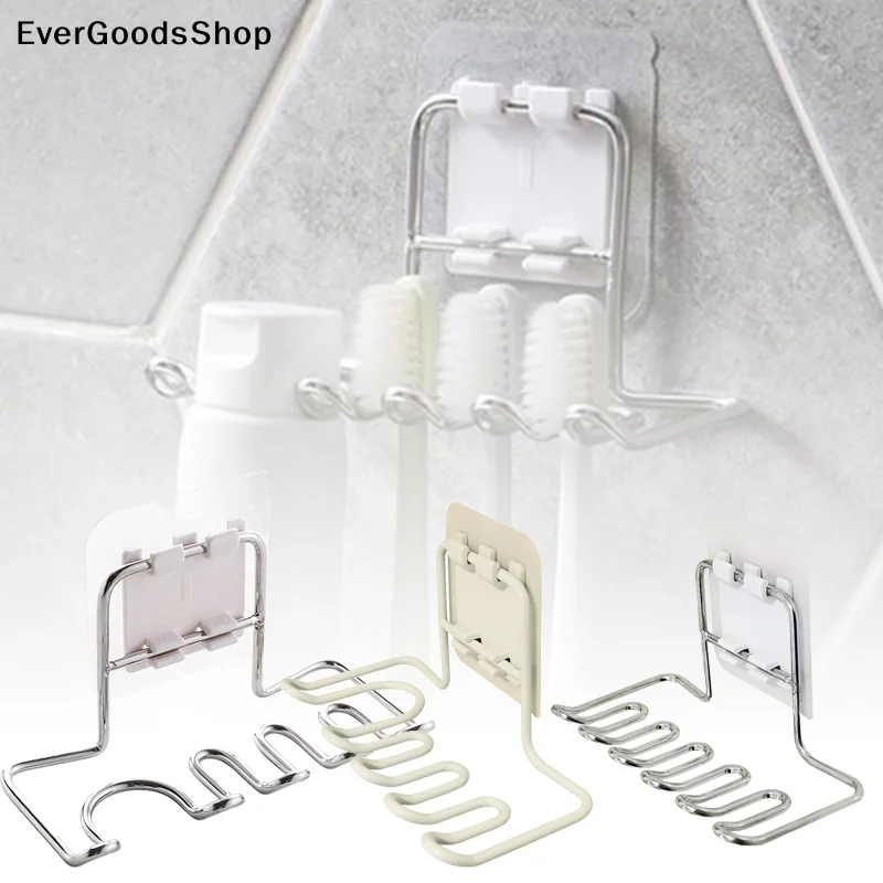 ✦ Stainless Steel Toothbrush Holder For Wall Mounted Bathroom Tooth Brush Toothpaste Razor Organizes Stand Bathroom Accessories