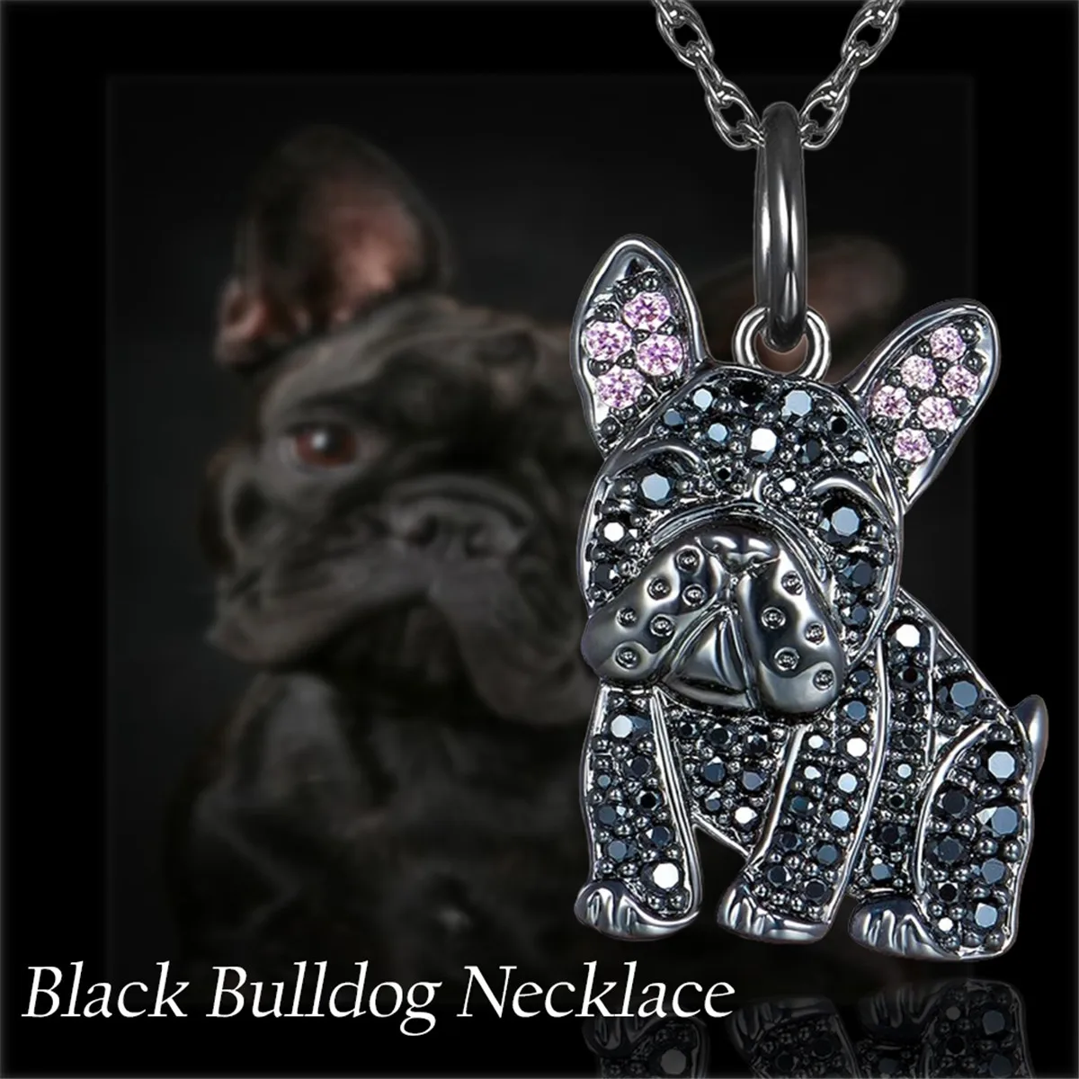 Exquisite Cute Black Bulldog Pendant Necklace for Women Elegant Pet Puppy Jewelry Animal Accessories Dog Lovers Gift