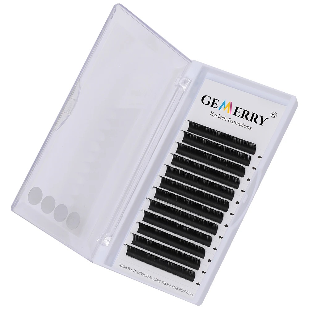 Gemerry Ellipse Flat Lashes Extension For Professional Eyelashes Split Tip Individual Soft Silk 0.15 Flat Eyelash Makeup Supplie