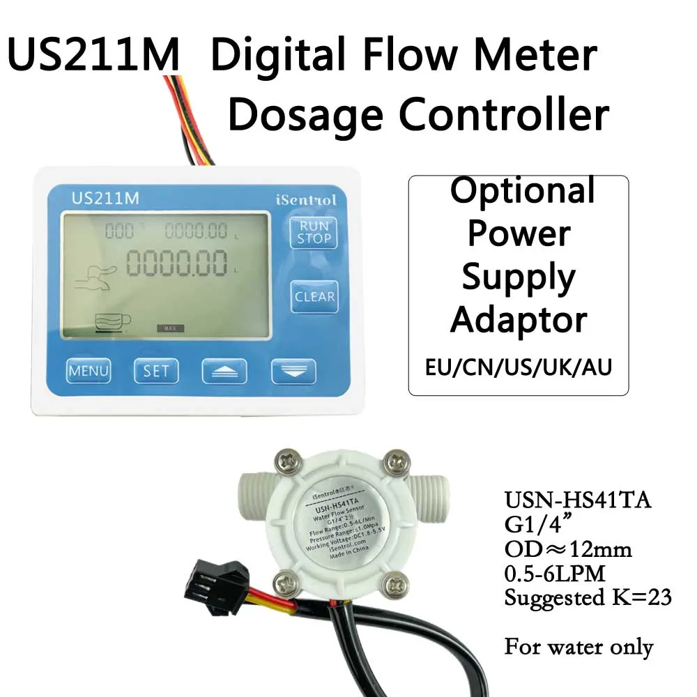 

US211M Digital Flow meter with POM USN-HS41TA 0.5-6L/min Hall Water Flow Sensor Turbine flowsensor Saier iSentrol Ultisensor