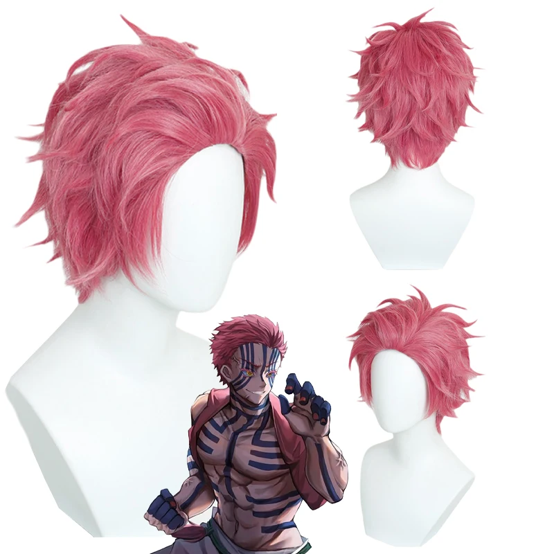 Premium Akaza Cosplay Wig 11inch Short Red Short Spiky Heat Resistant Synthetic Hair Unisex for Anime Costume Party with Wig Cap
