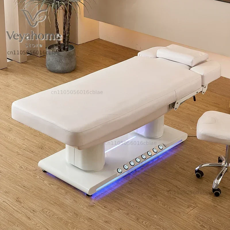 New Design Comfortable Massage Bed White Gold Beauty Salon Electric Cosmetic Facial Spa Lash Massage Bed cosmetic bed beds