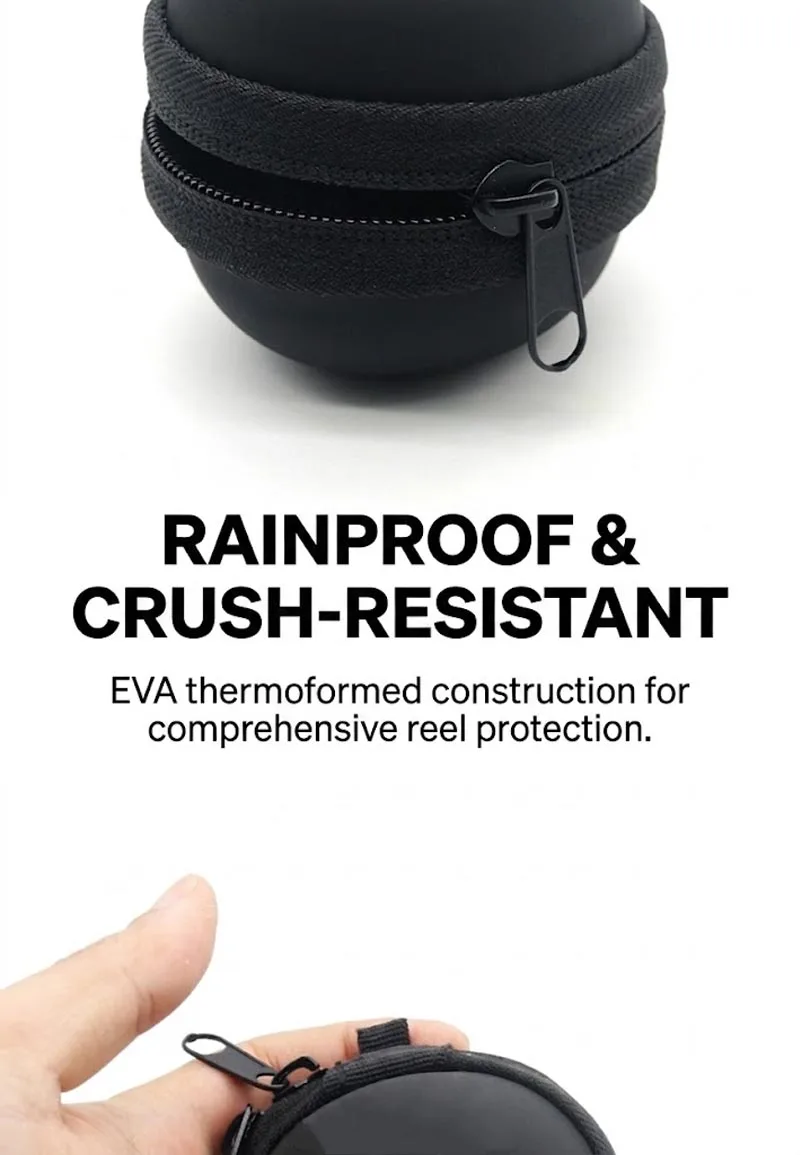 Runde Hartschalen-EVA-Angelspulen-Tasche, Tragbare Stoßfeste Tasche für Ersatz-Spinn- und Baitcasting-Rollen, Schutzgehäuse – Detail 7