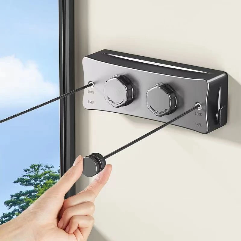 

Balcony invisible clothesline clothesline dormitory telescopic non-punching drying rack sanitary indoor artifact steel wire