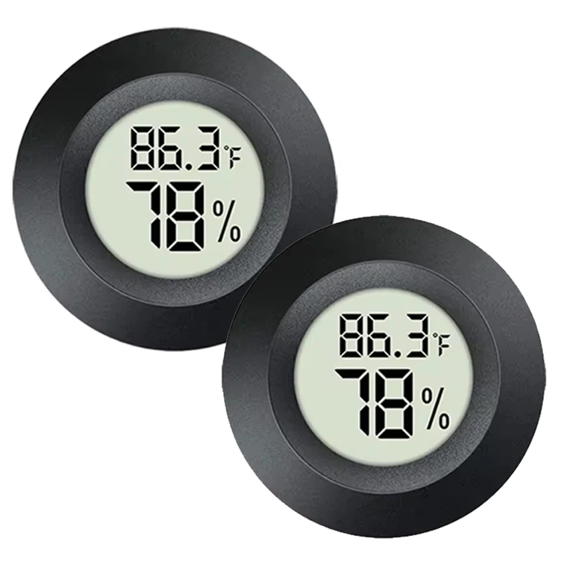 1/2 Pcs Mini Digital Hygrometer Thermometer LCD Monitor Indoor Room round Humidity Temperature Gauge Fahrenheit/Celsius