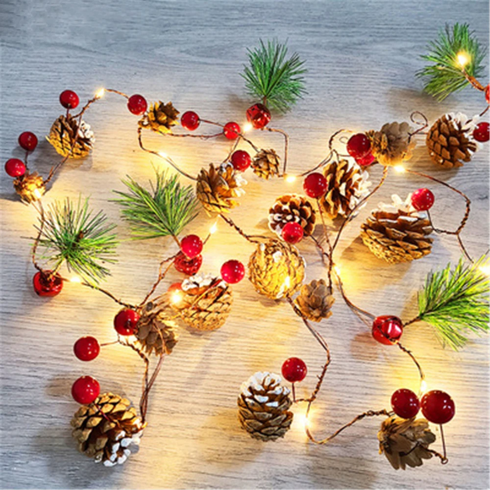 

2M 20Led Christmas String Light Outdoor Waterproof Christmas Pine Cone Light LED Copper Wire Fairy Garland Patio Xmas Decoration