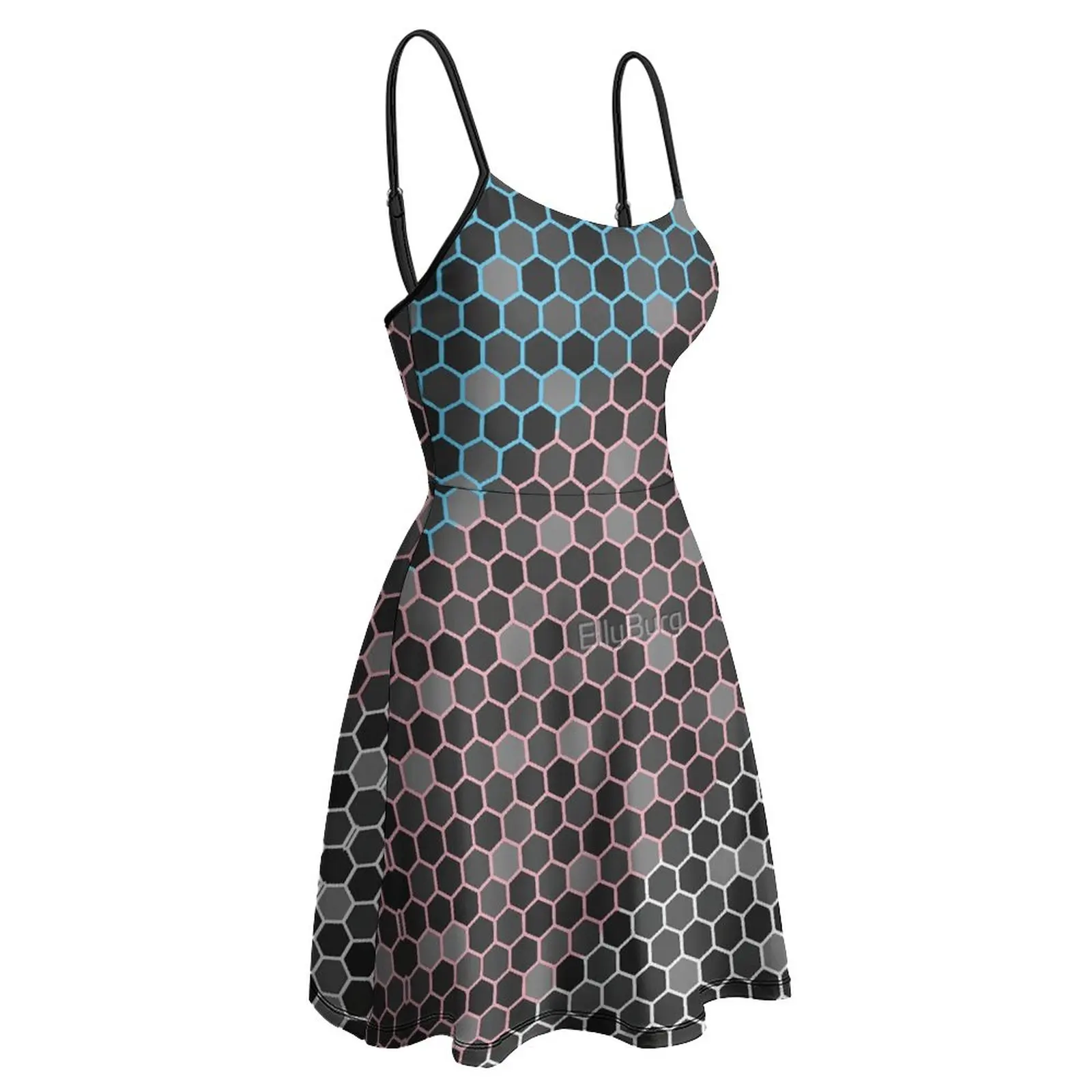 Exotic Trans Flag Honey Comb Pattern Unique Women's Sling Dress  Woman's Gown Funny Novelty Cocktails The Dress