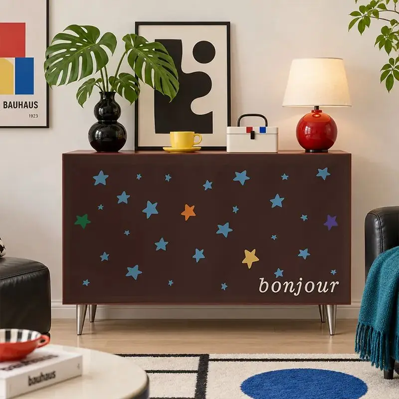 VIKAMA Blue Circles Dream Bathroom Cabinet Curtain for Sink Vanity Dust Cover Skirt Modern Aesthetic Hanging Home Decor