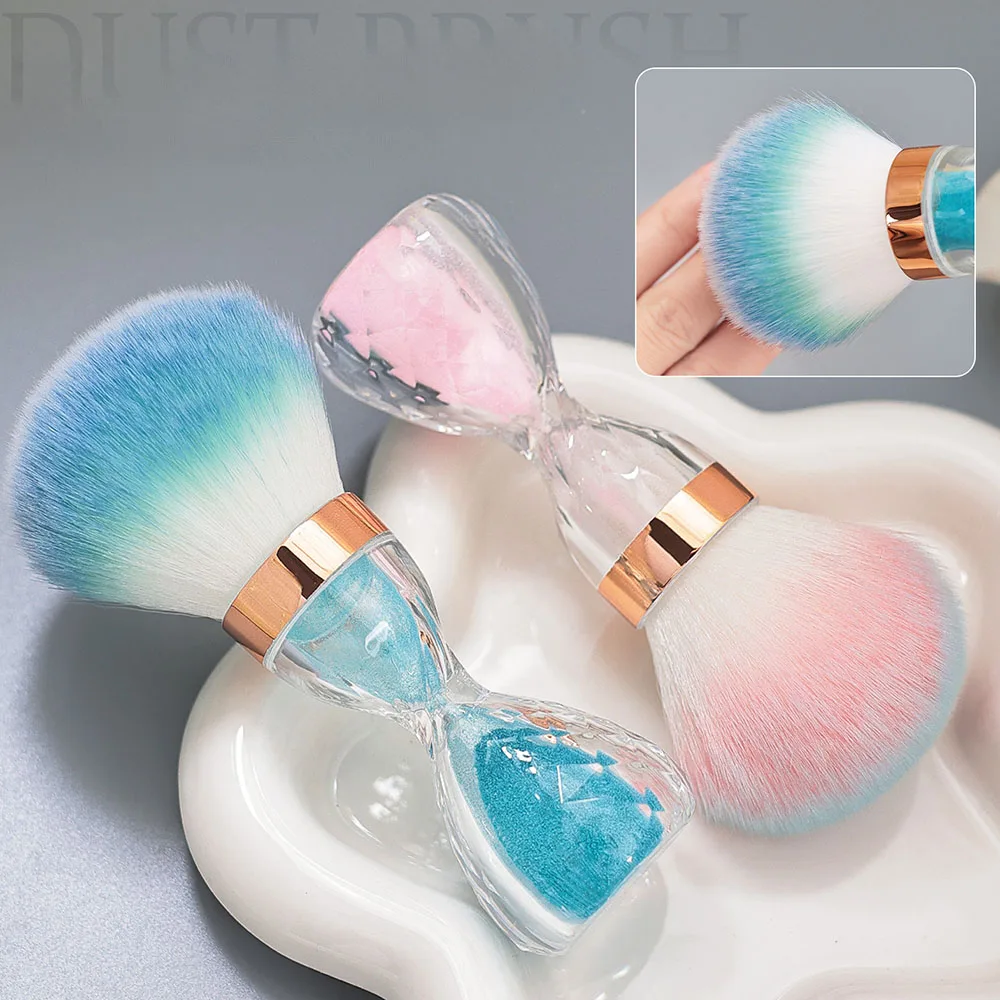 الأزرق الوردي كبير الأزرق مسمار الغبار فرشاة 10 سنتيمتر الساعة الرملية شكل نظافة شعيرات ناعمة فرشاة للمكياج إزالة طلاء الأظافر مسحوق التنظيف