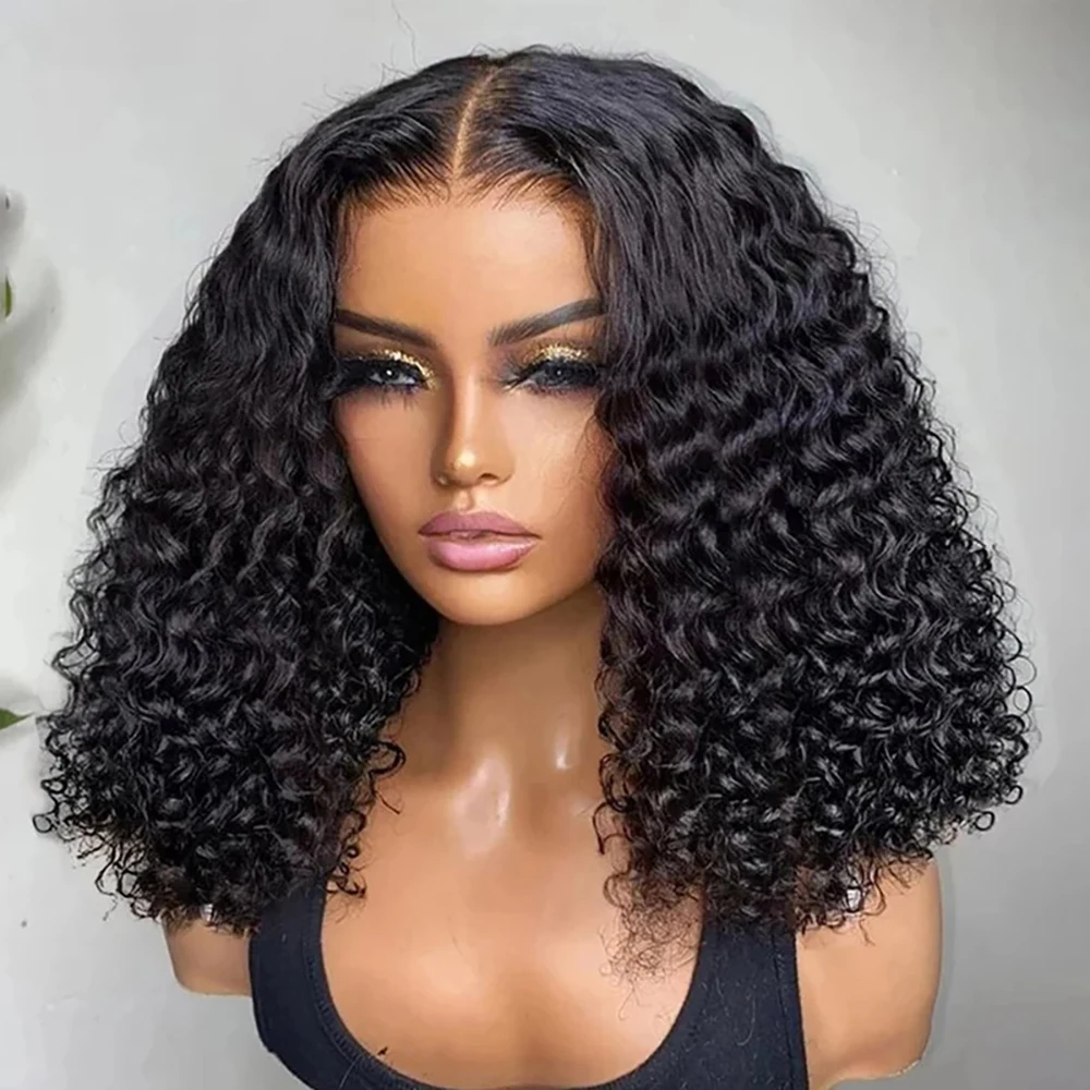 Lace Front Wig Short Bob Hair Wig Human Hair 13x4 Deep Wave Frontal Wigs Red Colored Curly Wigs 180% density