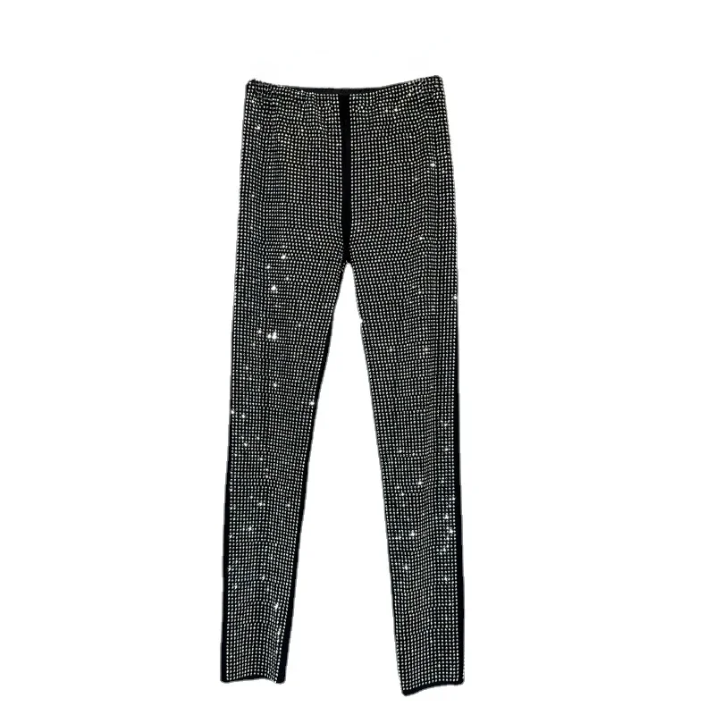 2023 Herfst Winter Nieuwe Y 2K Leggings Voor Vrouwen Glanzende Strass Hot Drill Slanke Afslankende Donkere Hete Meisje Legging Basic Broek