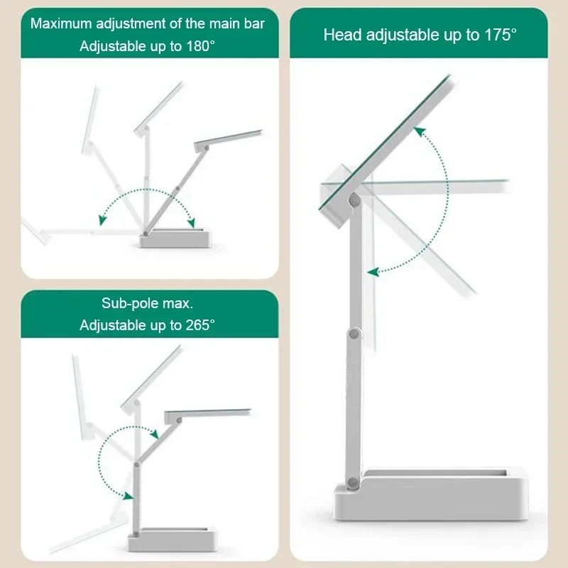 Foldable Led Table Lamp With Clock USB Charging Type Fold LED Desk Lamp Energy Saving Rechargeable Portable  Reading Night Light