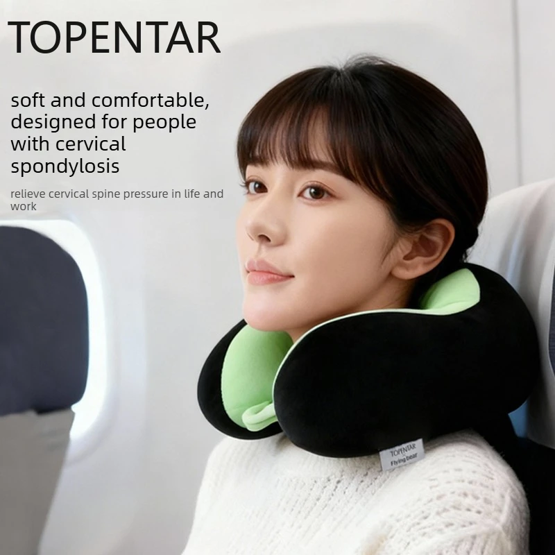 Cartoon Cat Deformable U-Shaped Neck Pillow with PP Cotton Filling for Napping Travel Cervical Neck Support Pillow
