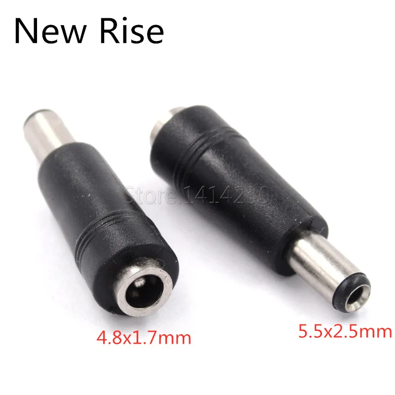 1PC DC Power Adapter Connector Plug DC Conversion Head Jack Female 4.8x1.7mm Turn Plug Male 5.5x2.1mm Black 4.8*1.7mm to 5.5*2.5