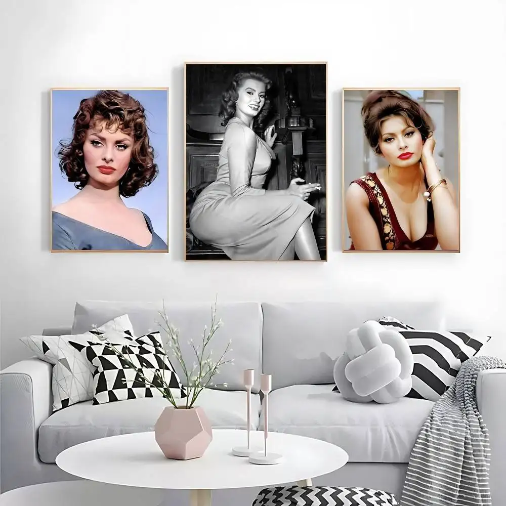 S-Sophia L-Loren Poster Canvas Painting Print For Home Living Room Bedroom Decorative Pictures