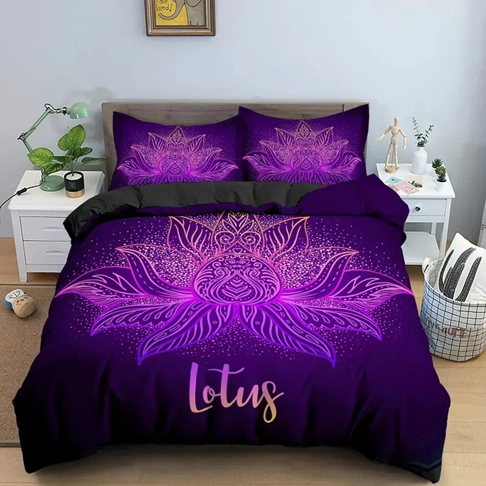 Bohemian Lotus Mandala Flower Supplies Set Duvet Cover Set Bedding Sets Adults Bed Pillowcases No Filling Luxury Birthday Gifts