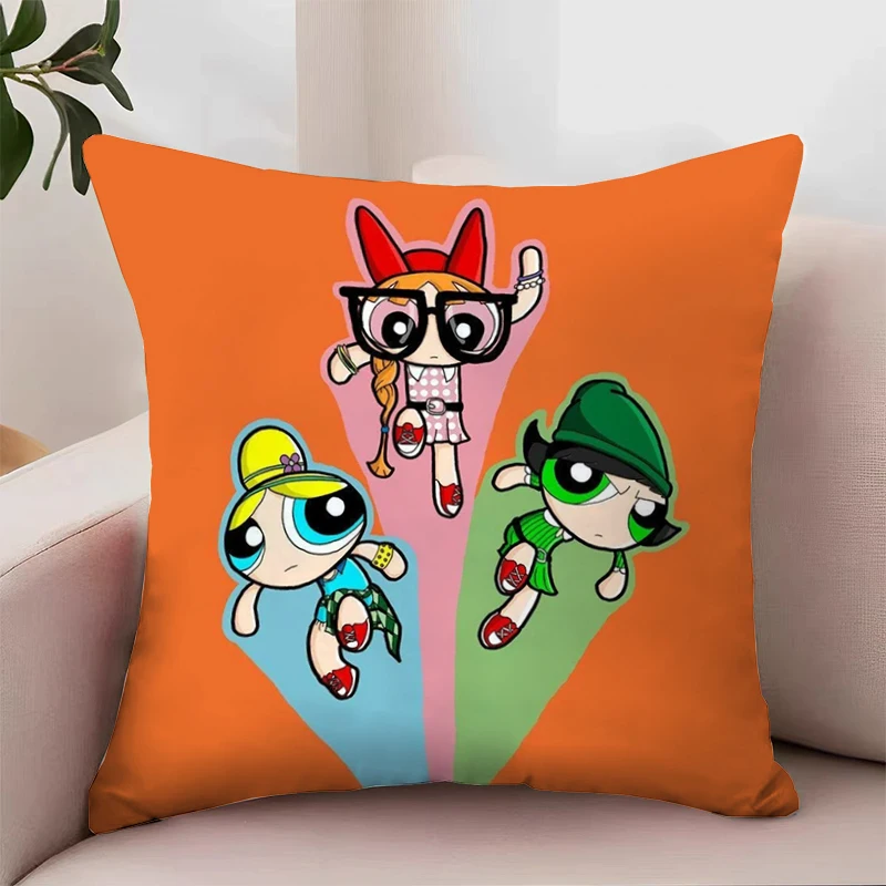 The P-Powerpuff Girls Decorative Pillowcases Cushion Cover 50x50 Pillow Covers Decorative Luxury Pillowcase 45*45 Home Decor