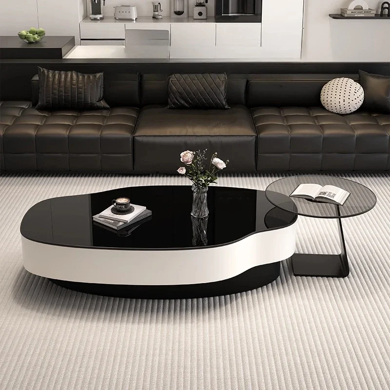 Service Simple Coffee Tables Black Nordic Storage Oval Coffee Tables Metal Glass Simple Mesa AuxiliarEntrance Hall Furniture