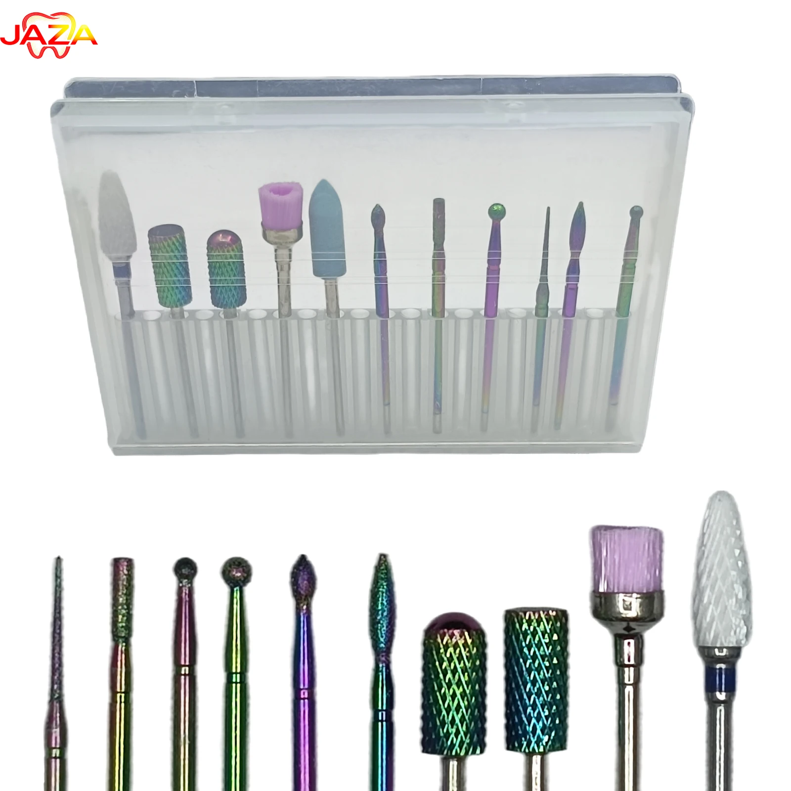 Professional 11in1 Dental Bur&Polishing Set Iridescent Coating Wear-Resistant Universal Fit High-Speed Dental Handpiece Supplies