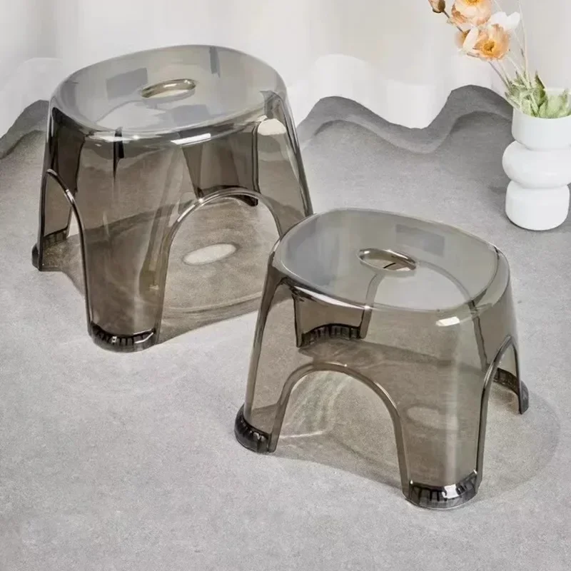 Acrylic Small Stool Transparent Shoe Creative Living Room Low Stool Bathroom Plastic Banqueta Furniture KMBS