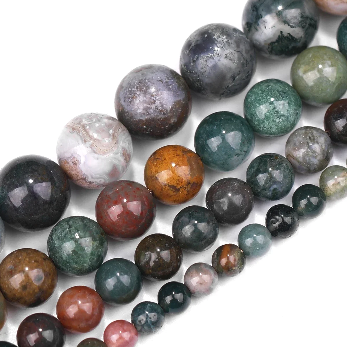 Indian Agate Natural Stone Beads Round Loose Spacer Beads For Jewelry Making DIY Charm Bracelet Necklace Accessories 1 Strip