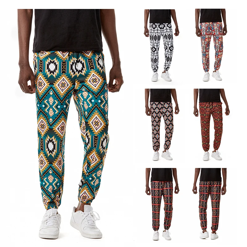 

African Festive Famous Style Print Summer Casual Pants Mens Elastic Waist Bohemian Pants for Women Home Yoga Pants