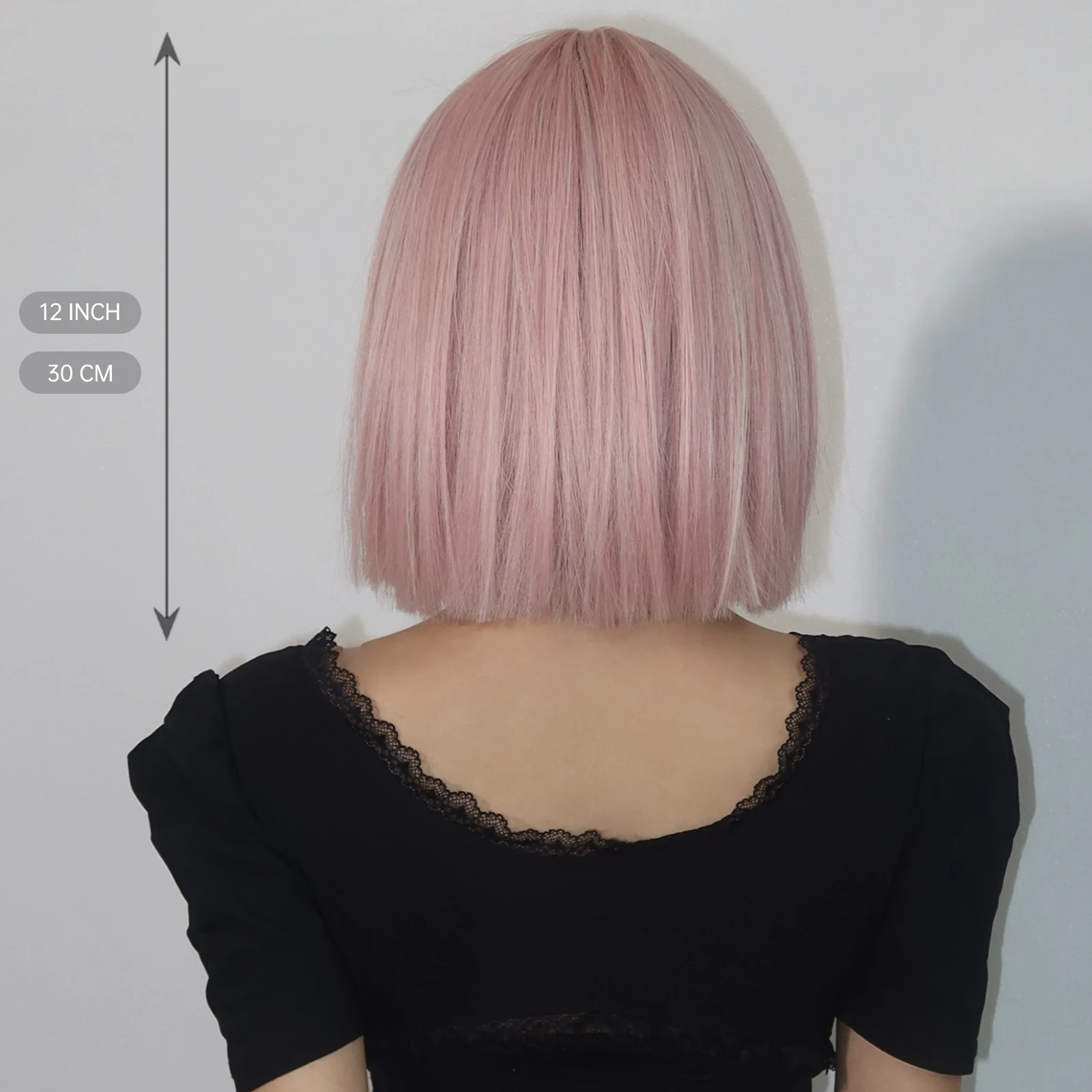 HENRY MARGU Light Pink Bob Hair Wig Short Straight Wigs Colorful Hair Wig Synthetic Heat Resistant Fiber Wig Daily Party Cosplay