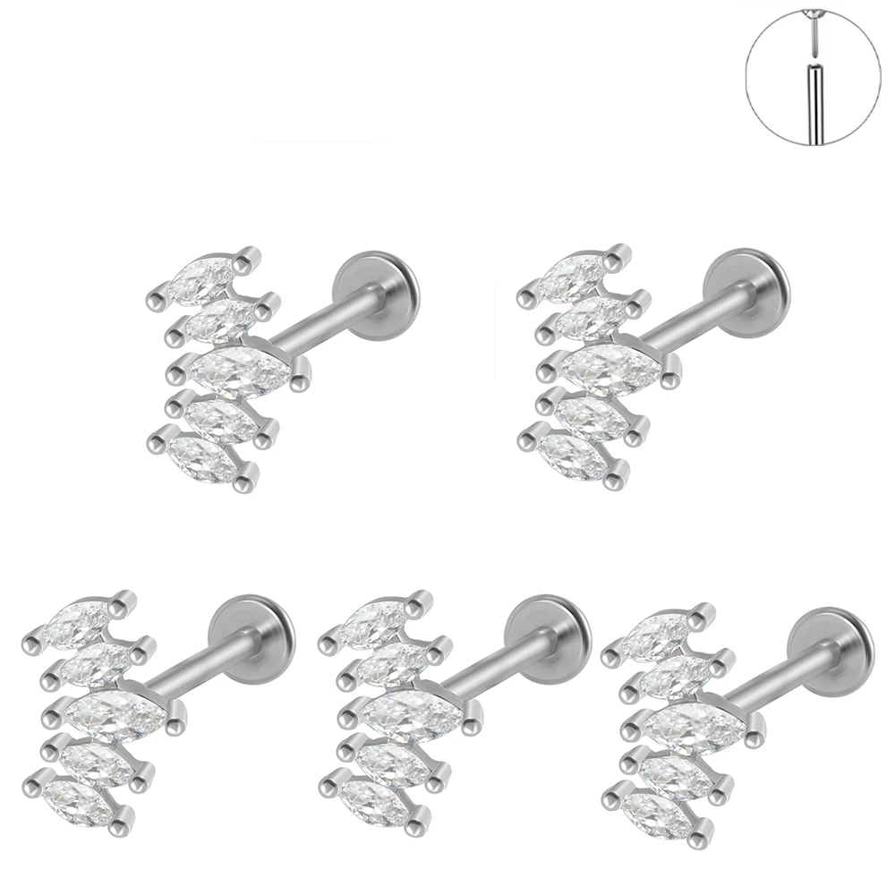 Surgical Steel Marquise CZ Leaf Shaped Stud Earring
