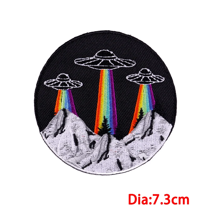 Space UFO Patch Alien Embroidery Patch Iron On Patches For Clothing thermoadhesive Patches On Clothes Ailen UFO Ironing Stickers