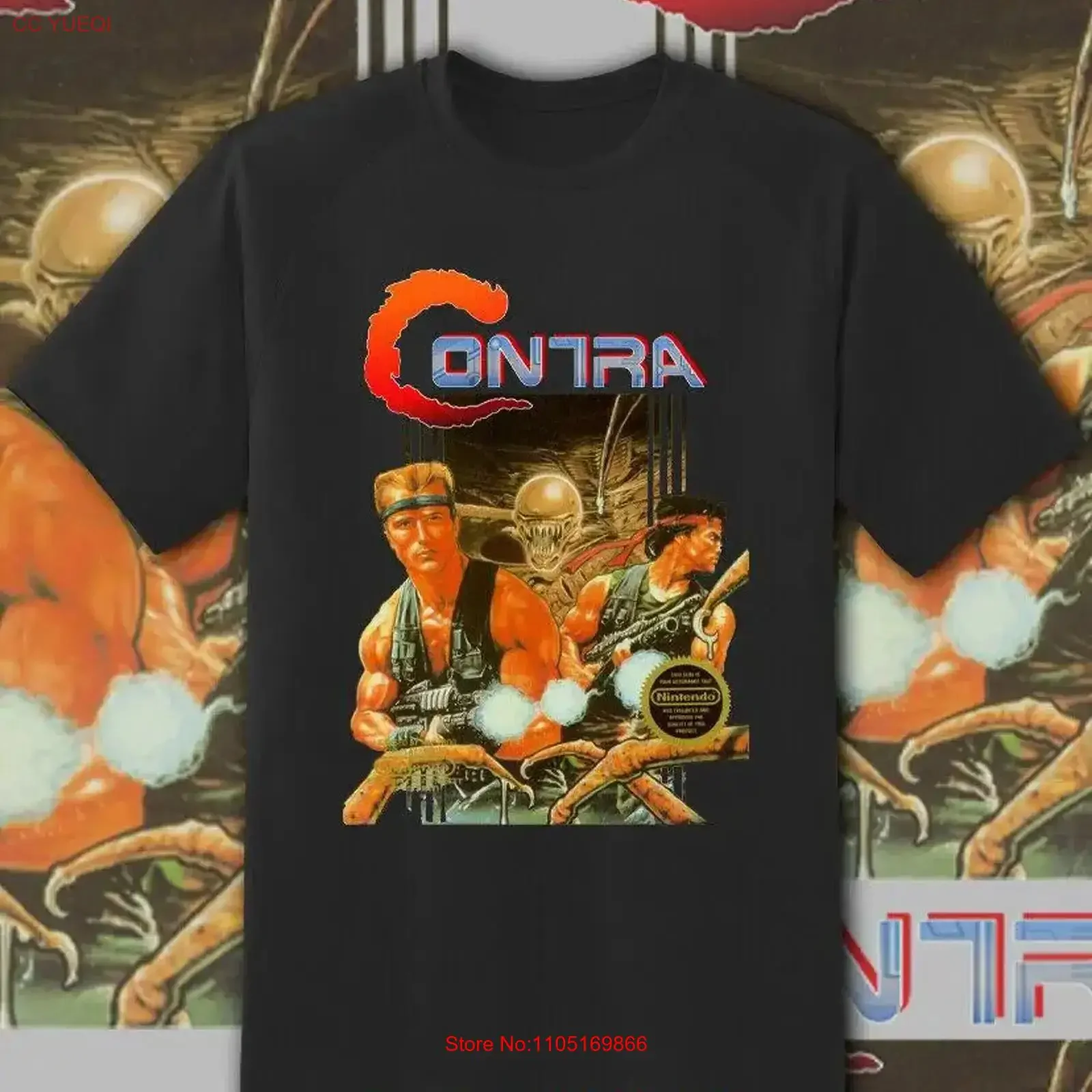 Contra Retro NEW Box Art Video Game shirt S 6XL Fast Ship vintage Washed Unisex graphic Slightly Breathable streetwear homme