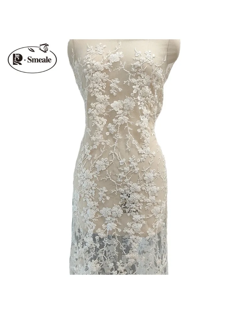 3D-Perlen Blumen Braut Spitze Stoff, Hochzeits kleid, fortschritt liche Anpassung Nähen – Detail 2