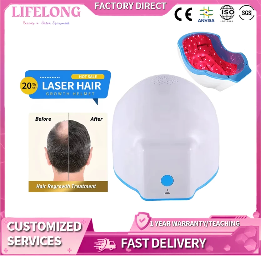 

Laser Hair Growth Helmet 650nm Red Light Therapy with 80 LED Infrared Diodes USB Rechargeable Anti Hair Loss Cap for Home Use"