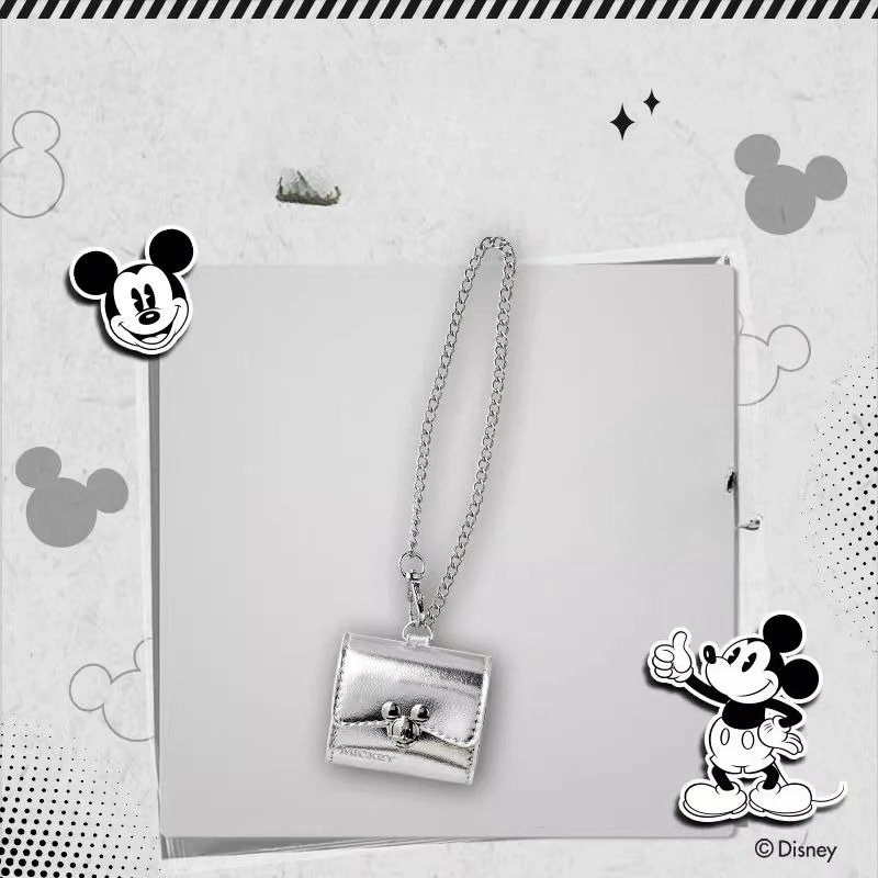 

Disney Mickey Mouse Retro Silver Earphone Case Keychain Holder, Portable Cute Gift Accessory for Kids Women