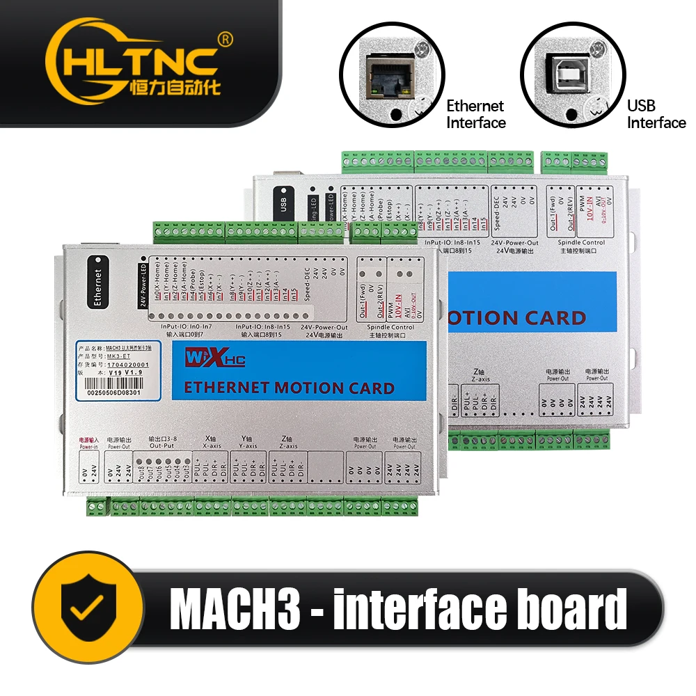 HLTNC Mach 3 USB Ethernet motion control card-3 axis, 4 axis, 5 axis, 5th generation LAN interface board MK3-V controller numeri