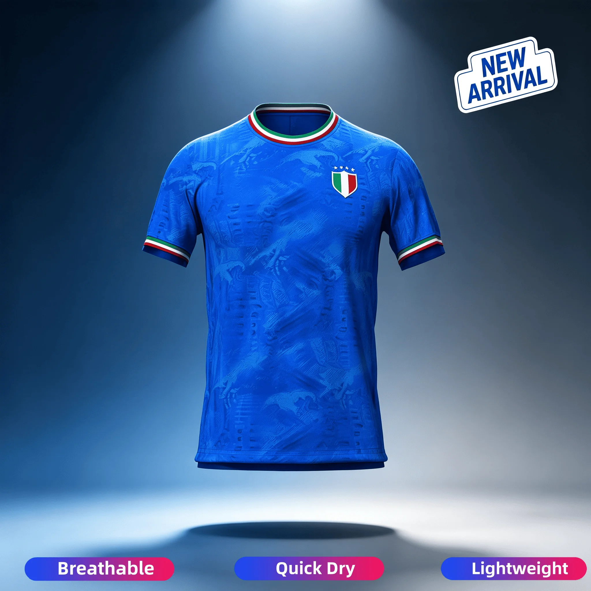 2026 Sommer Neu Italien Vintage 3D-Druck Nationalflaggen-Fußballtrikot Familien-Matching-T-Shirt Geeignet für Alltag und Training – Detail 2