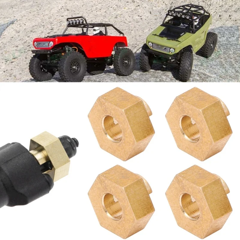4Pcs 3MM Brass Wheel Hex Adapter Upgrage Parts For Axial SCX24 90081 1/24 RC Car