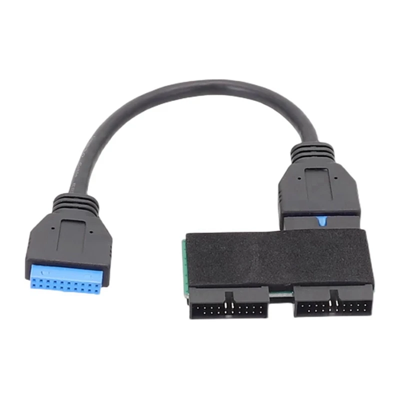 3.0 19Pin 1 To 2 Header Extension Wire Black USB HUB With Adopting Chip And Modular Cable Line And Expansion Card