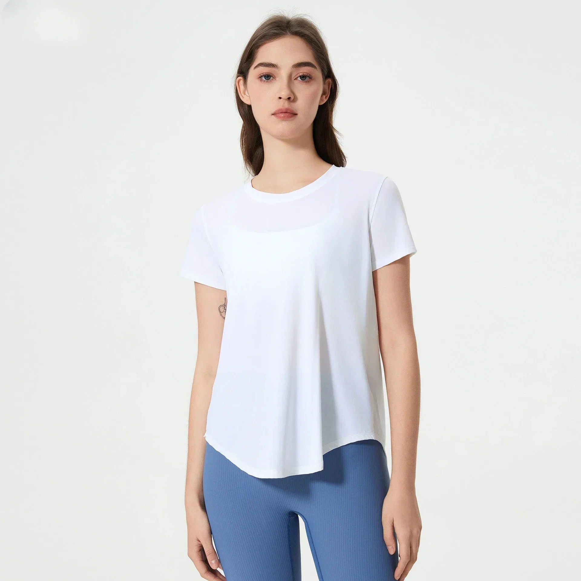 Lemon Women Sport Crop T-shirt Yoga Gym Shirts Women Short Sleeve Top Outdoor Jogging Fitness Breathable Quick Drying Sportswear