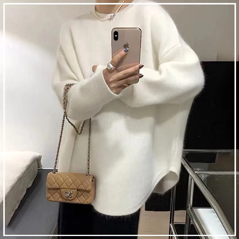 Simplicity Neutral Sven Drape Lightly Cooked Comfortable Keep Warm Pure Senior Laziness Women\'s Sweater Autumn Winter 2024