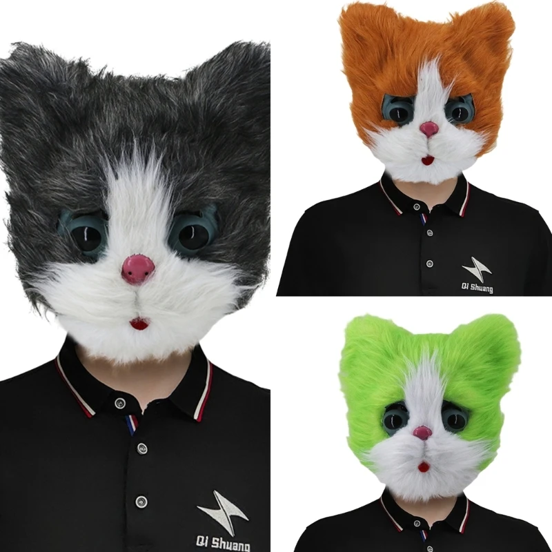 

Halloween Latex Mask Cat Head Mask Latex Animal Mask Novelty Party Costume Performances Dress Up Props