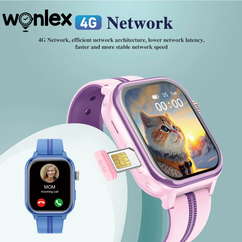 

Wonlex Kids 4G Smart Phone Watch KT39 RAM 1GB + ROM 16GB APP Download GPS WIFI Tracker Location Video Call Children Smart Watch