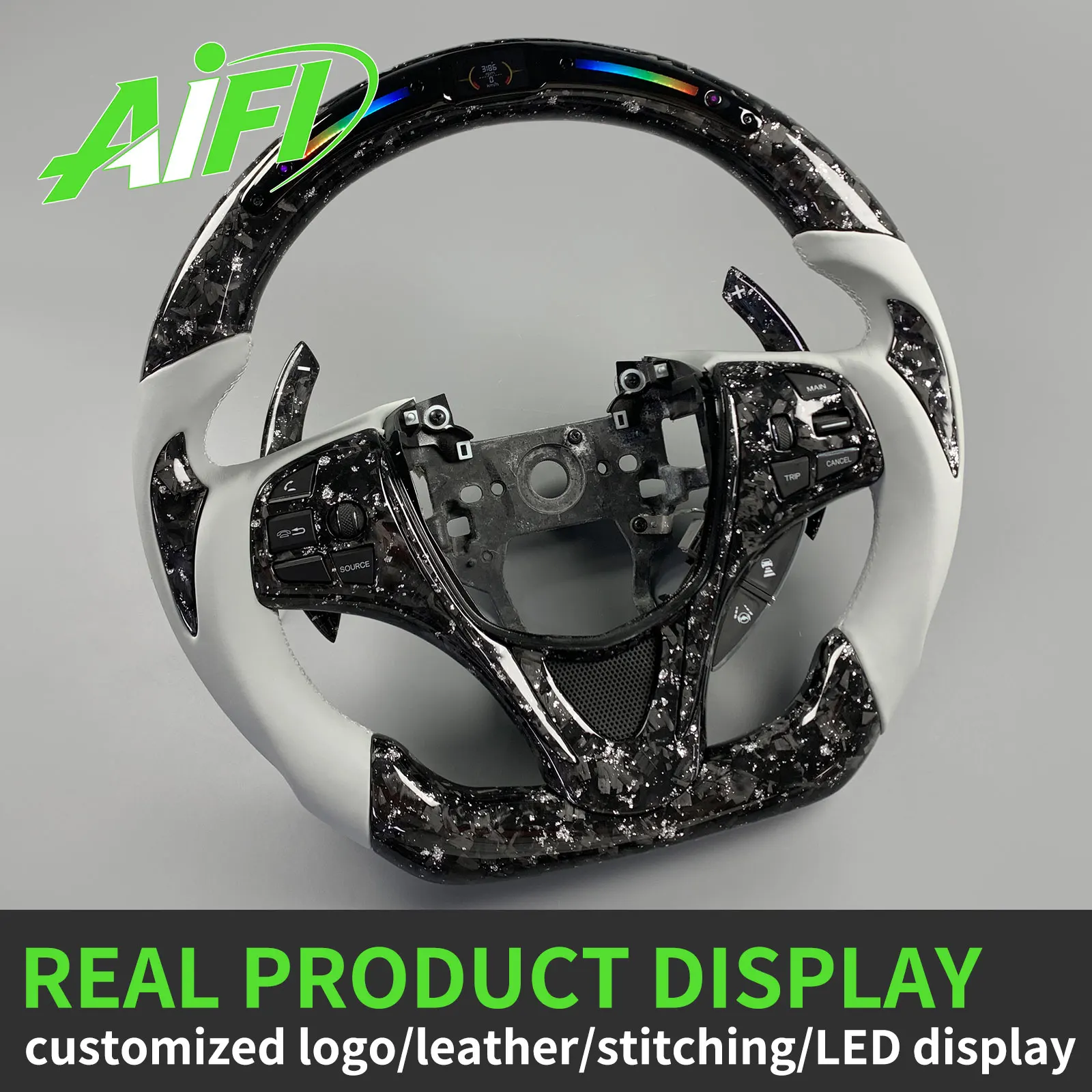 Custom Stylish Flake Design Forged Carbon Fiber Steering Wheel for Acura TLX MDX A-Spec 2015-2020 Interior Accessories Upgrade