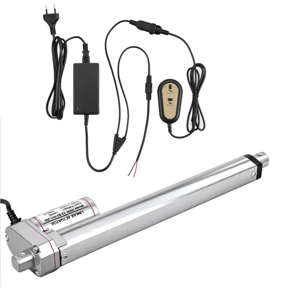 DC12V 750N 75kg Linear Actuator With Wired Control and EU Power Supply 10mm/s Speed Linear Actuator With Limited Swtich