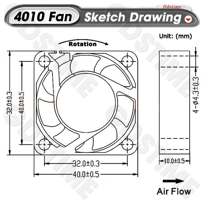 Gdstime 4010 Lüfter 24V 12V 5V USB-Lüfter 40x40x10MM Doppelkugellager-Kühllüfter 40MM Mini-Lüfter 4CM Kühler mit 3D-Drucker-Kühlungsteil – Detail 3